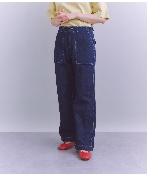 SIPULI（シプリ）の「Organic Cotton Denim ベイカーパンツ（その他パンツ・レディース・ホワイト/ネイビー・2/3/1）」の2枚目の写真