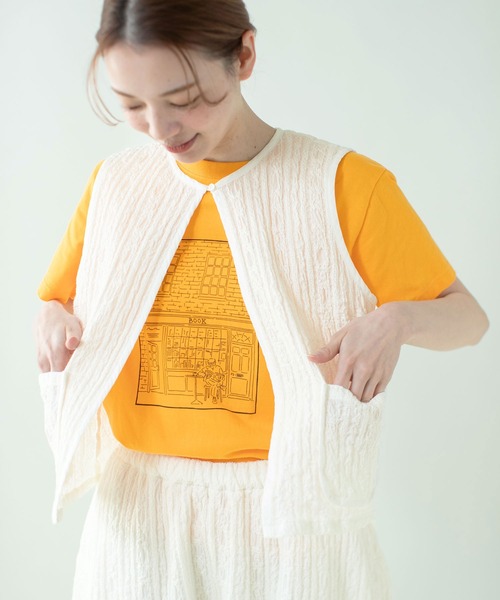 PAR ICI（パーリッシィ）の「BOOK store プリントTシャツ（Tシャツ/カットソー・レディース・イエロー/ネイビー/ホワイト・FREE）」の13枚目の写真