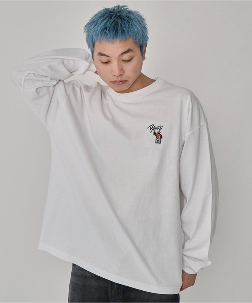 BEN DAVIS(ベンデイビス)の「∴WEGO/別注BENDAVISワンポイントロンT(Tシャツ/カットソー・メンズ・ブラック/アッシュグレー/ホワイト・MEDIUM/LARGE)」の1枚目の写真