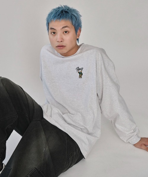 BEN DAVIS(ベンデイビス)の「∴WEGO/別注BENDAVISワンポイントロンT(Tシャツ/カットソー・メンズ・ブラック/アッシュグレー/ホワイト・MEDIUM/LARGE)」の3枚目の写真