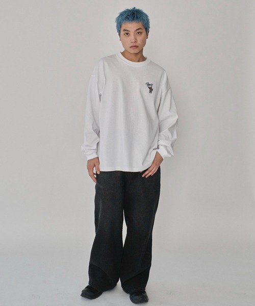 BEN DAVIS(ベンデイビス)の「∴WEGO/別注BENDAVISワンポイントロンT(Tシャツ/カットソー・メンズ・ブラック/アッシュグレー/ホワイト・MEDIUM/LARGE)」の4枚目の写真