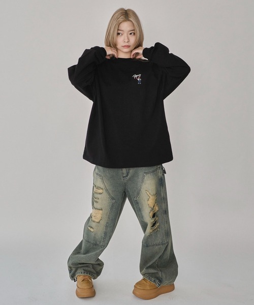 BEN DAVIS(ベンデイビス)の「∴WEGO/別注BENDAVISワンポイントロンT(Tシャツ/カットソー・メンズ・ブラック/アッシュグレー/ホワイト・MEDIUM/LARGE)」の19枚目の写真