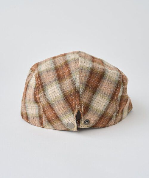 CIAOPANIC（チャオパニック）の「チェック柄ハンチング帽子（キャップ・レディース・ブラウン/ネイビー/オレンジ・ONE SIZE）」の4枚目の写真
