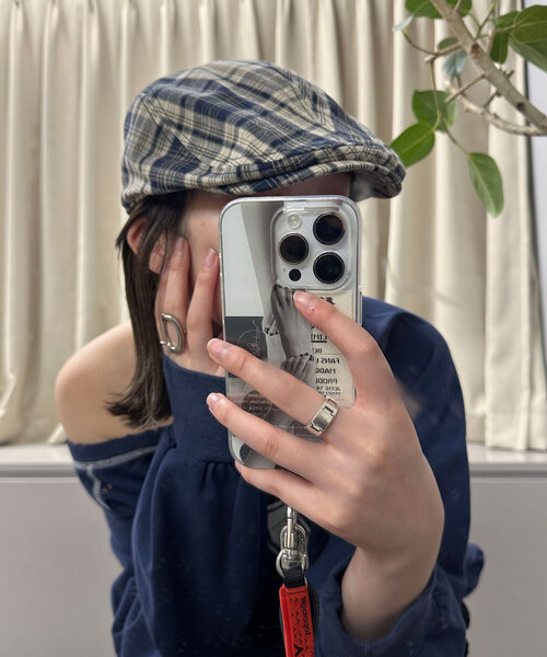 CIAOPANIC（チャオパニック）の「チェック柄ハンチング帽子（キャップ・レディース・ブラウン/ネイビー/オレンジ・ONE SIZE）」の16枚目の写真