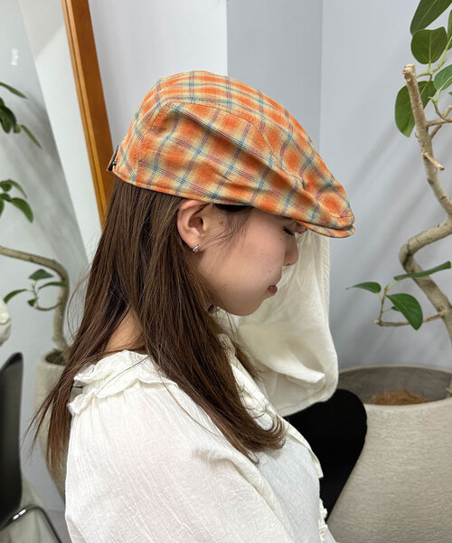 CIAOPANIC（チャオパニック）の「チェック柄ハンチング帽子（キャップ・レディース・ブラウン/ネイビー/オレンジ・ONE SIZE）」の13枚目の写真