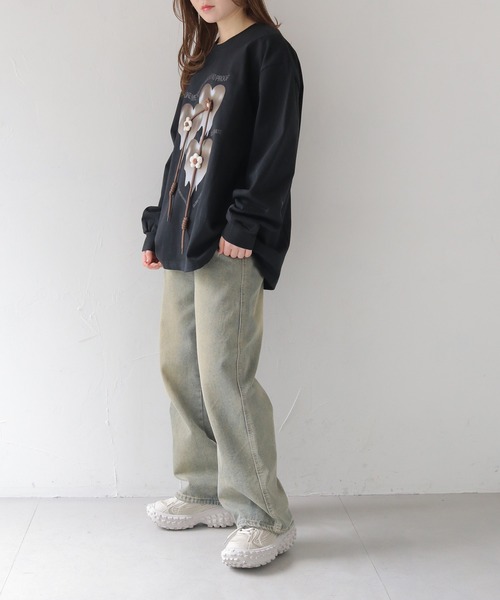 HER CLOSET(ハークローゼット)の「【shemoshelly】メルティングハート オーバーサイズロンT(Tシャツ/カットソー・レディース・ブラック/ホワイト・FREE)」の19枚目の写真