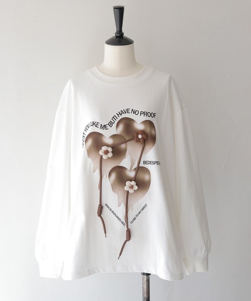 HER CLOSET(ハークローゼット)の「【shemoshelly】メルティングハート オーバーサイズロンT(Tシャツ/カットソー・レディース・ブラック/ホワイト・FREE)」の21枚目の写真