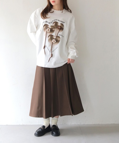 HER CLOSET(ハークローゼット)の「【shemoshelly】メルティングハート オーバーサイズロンT(Tシャツ/カットソー・レディース・ブラック/ホワイト・FREE)」の8枚目の写真