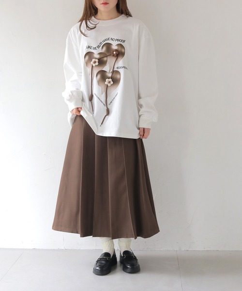 HER CLOSET(ハークローゼット)の「【shemoshelly】メルティングハート オーバーサイズロンT(Tシャツ/カットソー・レディース・ブラック/ホワイト・FREE)」の7枚目の写真