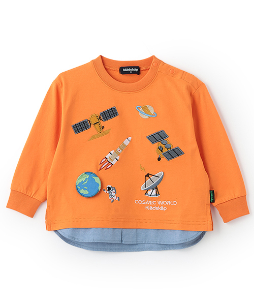 クレードスコープ　長袖　トップス　3枚セット　110cm セール】裾別布長袖Tシャツ【JAXA LABEL】（Tシャツ/カットソー
