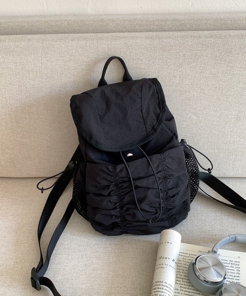 LYEON（リヨン）の「シャーリングバックパック/ドローストリングリュック/ナイロンナップサック（バックパック/リュック・レディース・ブルー/カーキ/ブラック・FREE）」の21枚目の写真
