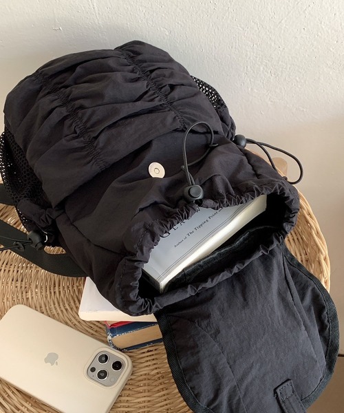 LYEON（リヨン）の「シャーリングバックパック/ドローストリングリュック/ナイロンナップサック（バックパック/リュック・レディース・ブルー/カーキ/ブラック・FREE）」の19枚目の写真