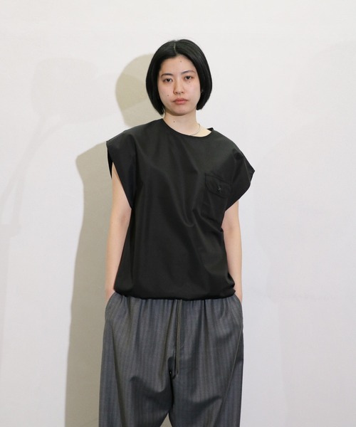 TAION(タイオン)の「TAION / タイオン NON DOWN MILITARY RIPSTOP NO SLEEVE TEE (TAION-CS01NDML-1) ノンダウンミリタリー ノースリーブTシャツ(Tシャツ/カットソー・メンズ・ブラック/オフホワイト/オリーブ/その他1/ダークネイビー・MEDIUM/LARGE/X-LARGE)」の2枚目の写真