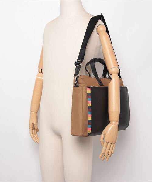 Paul Smith（ポールスミス）の「ナイロンブライトストライプトリム ブリーフケース【553413 N452F】（ビジネスバッグ・メンズ・ブラック/ブラウン・FREE）」の12枚目の写真