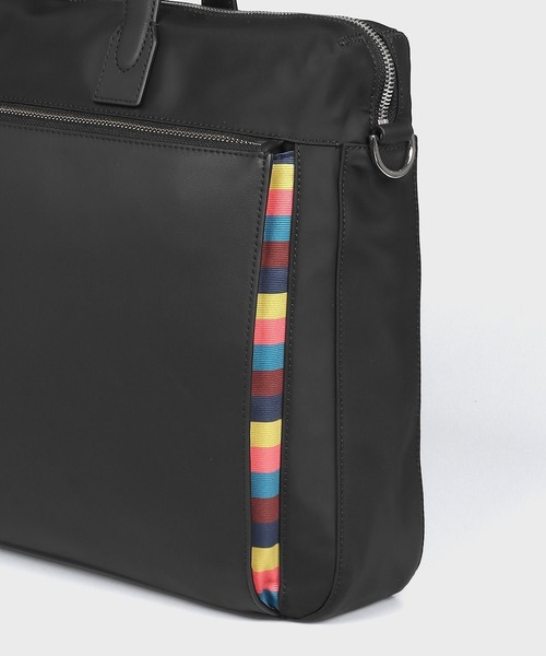 Paul Smith（ポールスミス）の「ナイロンブライトストライプトリム ブリーフケース【553413 N452F】（ビジネスバッグ・メンズ・ブラック/ブラウン・FREE）」の4枚目の写真