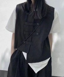 ニットベスト前開きノースリーブトップス冬