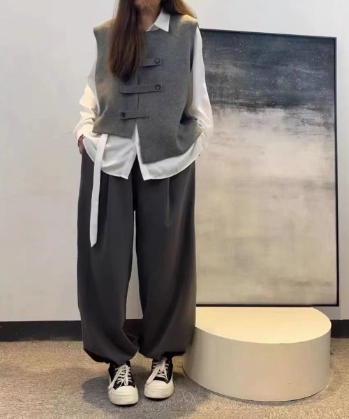 Miniministore(ミニミニストア)の「ニットベスト前開きノースリーブトップス冬(ベスト・レディース・アイボリー/ブラック/グレー・FREE)」の15枚目の写真