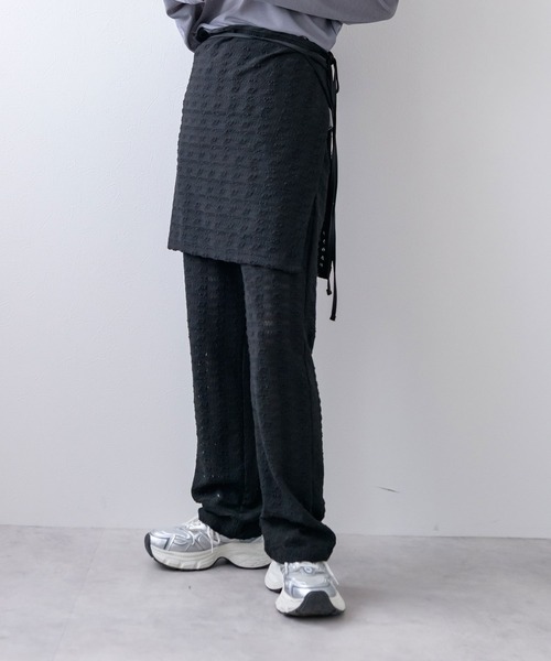 bohmal（ボマール）の「ラップスカートセットジャガードワッフルパンツ（その他パンツ・レディース・ブラック/アイボリー・MEDIUM）」の2枚目の写真