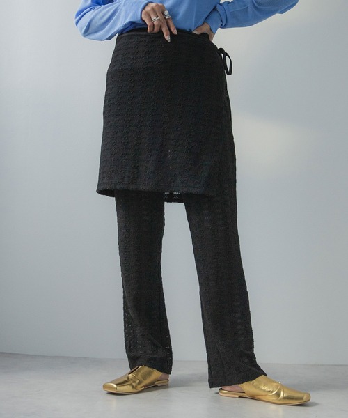 bohmal（ボマール）の「ラップスカートセットジャガードワッフルパンツ（その他パンツ・レディース・ブラック/アイボリー・MEDIUM）」の12枚目の写真