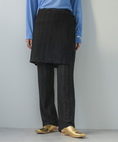 bohmal（ボマール）の「ラップスカートセットジャガードワッフルパンツ（その他パンツ・レディース・ブラック/アイボリー・MEDIUM）」の13枚目の写真