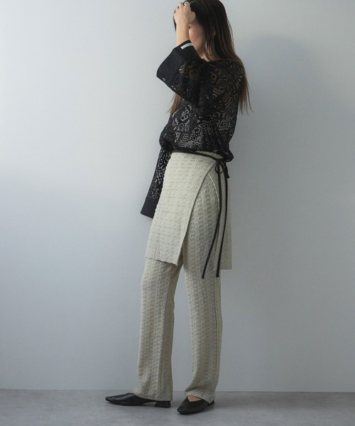 bohmal（ボマール）の「ラップスカートセットジャガードワッフルパンツ（その他パンツ・レディース・ブラック/アイボリー・MEDIUM）」の9枚目の写真