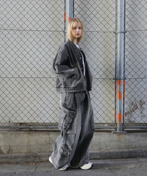 ROCHEM(ローシェン)の「ヴィンテージデザインデニムショートMA-1ジャケット(SETUP着用可能)(MA-1・メンズ・ブラック/ブルー・XS/S/M/L)」の14枚目の写真