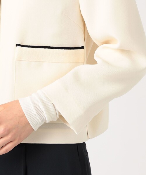 セール】ニットコンビダブルクロス クルーネックジャケット（ノー