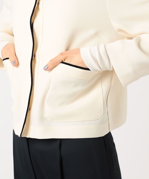 セール】ニットコンビダブルクロス クルーネックジャケット（ノー