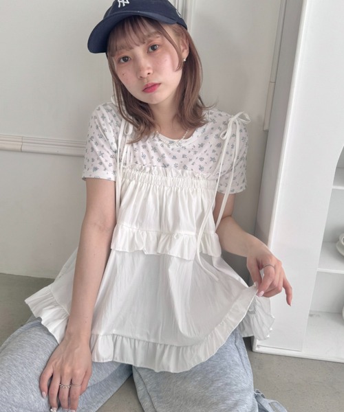 Loueme(ルエム)の「2WAYフリルキャミソール/ フリルスカート(キャミソール・レディース・ホワイト/ピンク/ブラック/ライトブルー・FREE)」の2枚目の写真
