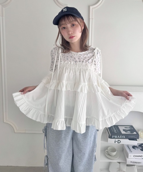 Loueme(ルエム)の「2WAYフリルキャミソール/ フリルスカート(キャミソール・レディース・ホワイト/ピンク/ブラック/ライトブルー・FREE)」の9枚目の写真