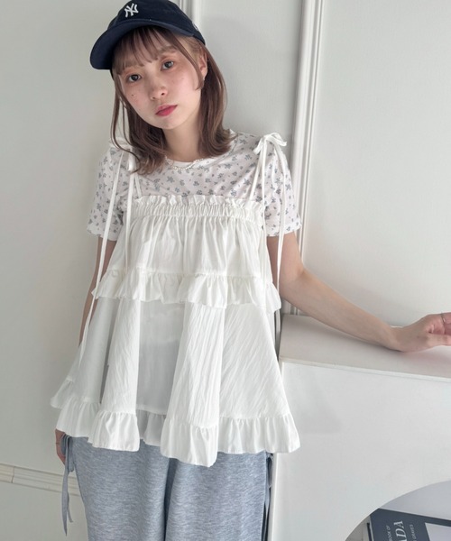 Loueme(ルエム)の「2WAYフリルキャミソール/ フリルスカート(キャミソール・レディース・ホワイト/ピンク/ブラック/ライトブルー・FREE)」の7枚目の写真