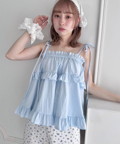 Loueme(ルエム)の「2WAYフリルキャミソール/ フリルスカート(キャミソール・レディース・ホワイト/ピンク/ブラック/ライトブルー・FREE)」の19枚目の写真