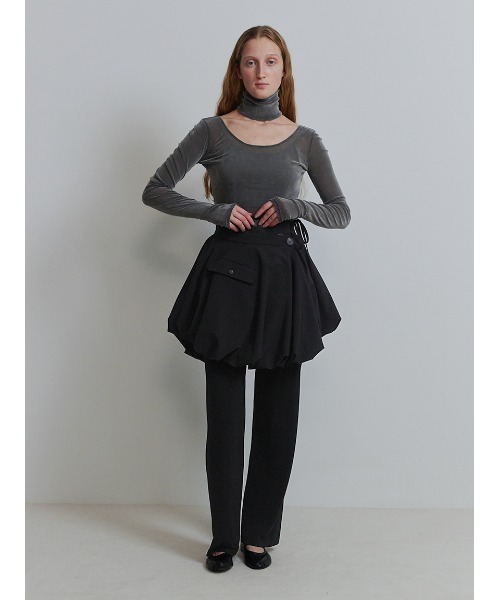ソリン　SORIN バルーン スカート ブラック レザー ジップ Asymmetry Balloon Skirt（ミニスカート）｜SORIN（ソリン