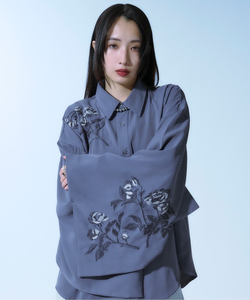Sov. / フラワー刺繍シャツジャケット Sov. / フラワー刺繍シャツジャケット TOPS Night STORE