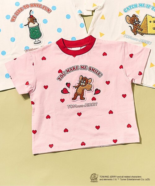 Tom＆Jerry（トムアンドジェリー）の「トムとジェリー 総柄モチーフＴシャツ（Tシャツ/カットソー・キッズ・ピンク/イエロー/サックスブルー・80/90/100/110/120/130）」の3枚目の写真