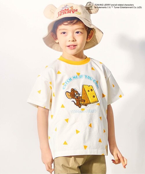 Tom＆Jerry（トムアンドジェリー）の「トムとジェリー 総柄モチーフＴシャツ（Tシャツ/カットソー・キッズ・ピンク/イエロー/サックスブルー・80/90/100/110/120/130）」の2枚目の写真