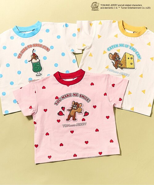 Tom＆Jerry（トムアンドジェリー）の「トムとジェリー 総柄モチーフＴシャツ（Tシャツ/カットソー・キッズ・ピンク/イエロー/サックスブルー・80/90/100/110/120/130）」の7枚目の写真