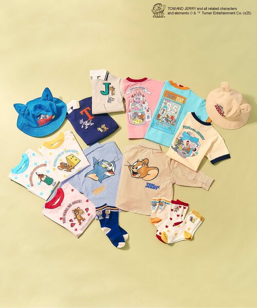 Tom＆Jerry（トムアンドジェリー）の「トムとジェリー 総柄モチーフＴシャツ（Tシャツ/カットソー・キッズ・ピンク/イエロー/サックスブルー・80/90/100/110/120/130）」の8枚目の写真