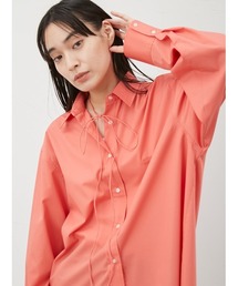 【イージーケア】リボン付きオーバーサイズシャツ