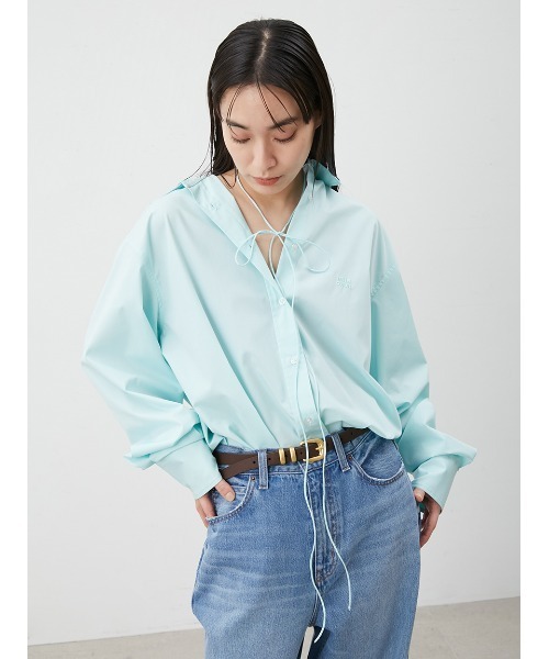 Mila Owen（ミラオーウェン）の「【イージーケア】リボン付きオーバーサイズシャツ（シャツ/ブラウス・レディース・ホワイト/レッド/ミント/イエロー・FREE）」の10枚目の写真