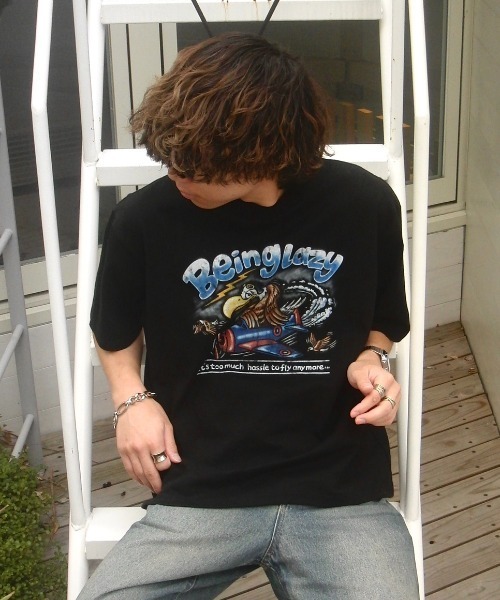 INTER FACTORY（インターファクトリー）の「りゅうせい - オリジナルグラフィックTシャツ made in INTER FACTORY（Tシャツ/カットソー・メンズ・ブラック/バーガンディー・MEDIUM/LARGE）」の3枚目の写真