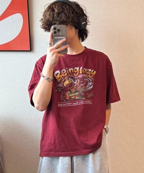 INTER FACTORY（インターファクトリー）の「りゅうせい - オリジナルグラフィックTシャツ made in INTER FACTORY（Tシャツ/カットソー・メンズ・ブラック/バーガンディー・MEDIUM/LARGE）」の5枚目の写真