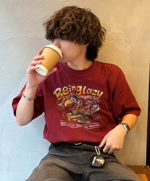 INTER FACTORY（インターファクトリー）の「りゅうせい - オリジナルグラフィックTシャツ made in INTER FACTORY（Tシャツ/カットソー・メンズ・ブラック/バーガンディー・MEDIUM/LARGE）」の8枚目の写真