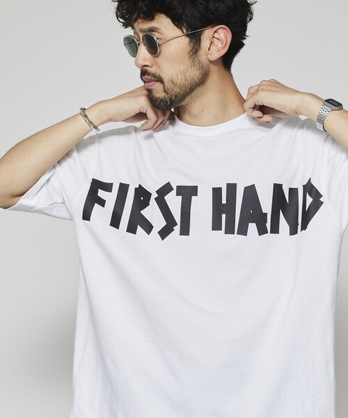 Firsthand(ファーストハンド)の「Firsthand/ファーストハンド 6オンス フロントテープロゴプリント クルーネックTシャツ / プリントTシャツ(Tシャツ/カットソー・メンズ・ホワイト/チャコールグレー/ブラック・L/M)」の4枚目の写真