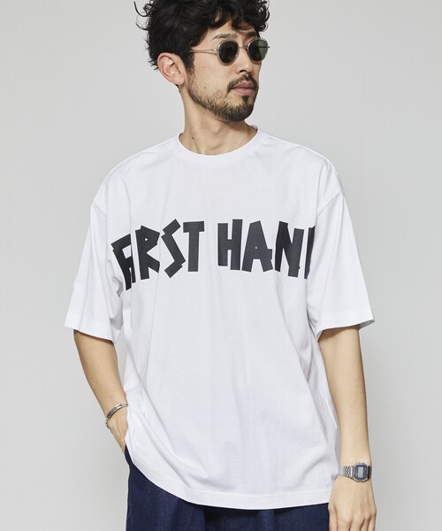 Firsthand(ファーストハンド)の「Firsthand/ファーストハンド 6オンス フロントテープロゴプリント クルーネックTシャツ / プリントTシャツ(Tシャツ/カットソー・メンズ・ホワイト/チャコールグレー/ブラック・L/M)」の6枚目の写真