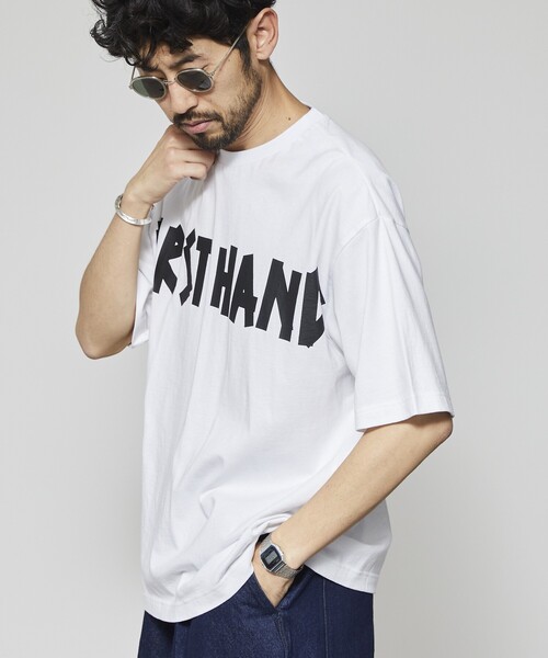 Firsthand(ファーストハンド)の「Firsthand/ファーストハンド 6オンス フロントテープロゴプリント クルーネックTシャツ / プリントTシャツ(Tシャツ/カットソー・メンズ・ホワイト/チャコールグレー/ブラック・L/M)」の7枚目の写真