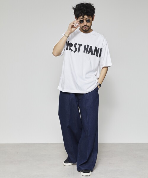 Firsthand(ファーストハンド)の「Firsthand/ファーストハンド 6オンス フロントテープロゴプリント クルーネックTシャツ / プリントTシャツ(Tシャツ/カットソー・メンズ・ホワイト/チャコールグレー/ブラック・L/M)」の13枚目の写真