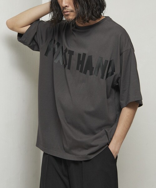 Firsthand(ファーストハンド)の「Firsthand/ファーストハンド 6オンス フロントテープロゴプリント クルーネックTシャツ / プリントTシャツ(Tシャツ/カットソー・メンズ・ホワイト/チャコールグレー/ブラック・L/M)」の22枚目の写真