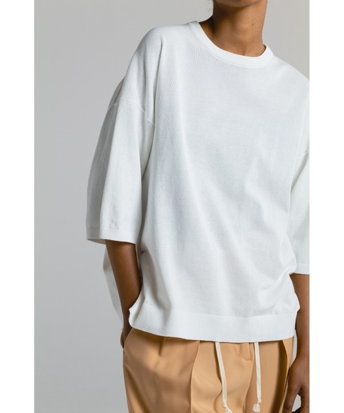 CINOH（チノ）の「コットンビッグニットTシャツ（ニット/セーター・レディース・チャコールグレー/ブラック/ホワイト・38/36）」の22枚目の写真