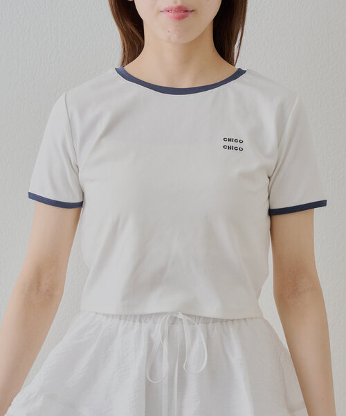 セール】パイピング配色チビT（Tシャツ/カットソー）｜Chico